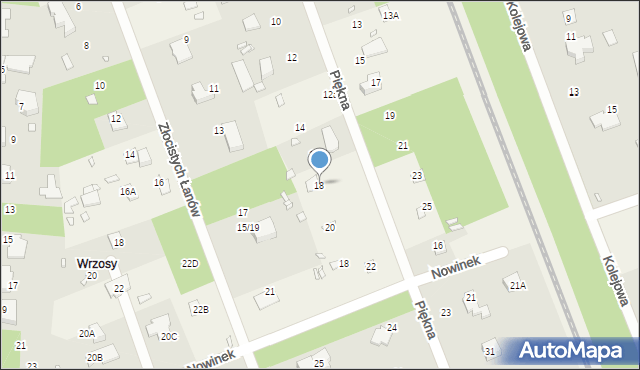 Zalesie Górne, Piękna, 18, mapa Zalesie Górne