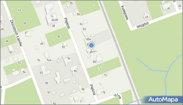 Zalesie Górne, Piękna, 67, mapa Zalesie Górne