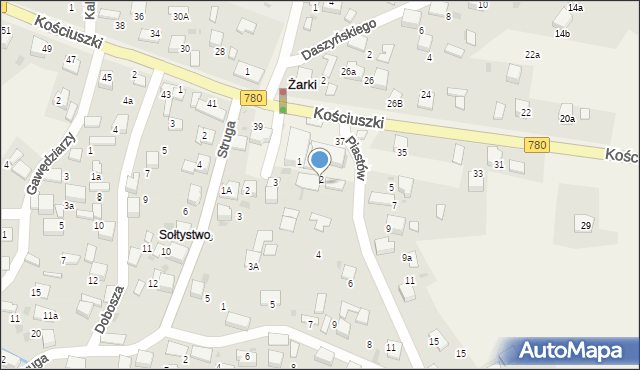Żarki, Piastów, 2A, mapa Żarki