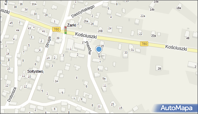 Żarki, Piastów, 5, mapa Żarki