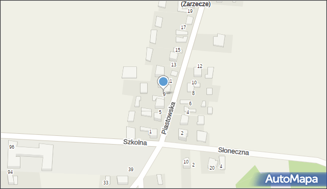 Zarzecze, Piastowska, 9, mapa Zarzecze