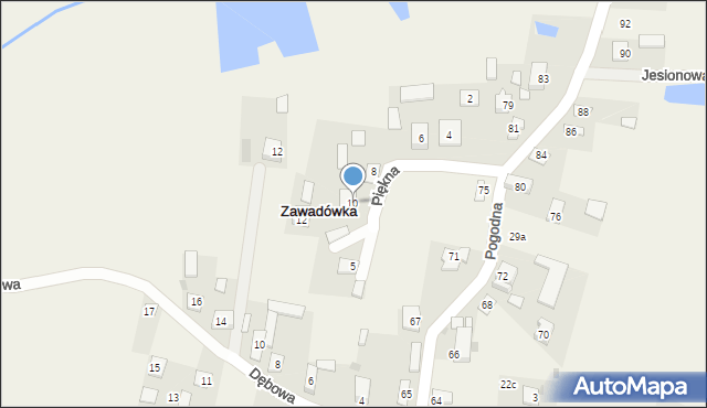 Zawadówka, Piękna, 10, mapa Zawadówka