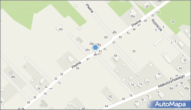 Zawady, Piwna, 65, mapa Zawady