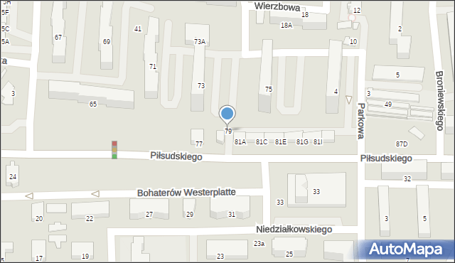 Zawiercie, Piłsudskiego Józefa, marsz., 79, mapa Zawiercie