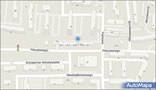 Zawiercie, Piłsudskiego Józefa, marsz., 81F, mapa Zawiercie