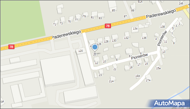 Zawiercie, Pionierów, 20, mapa Zawiercie