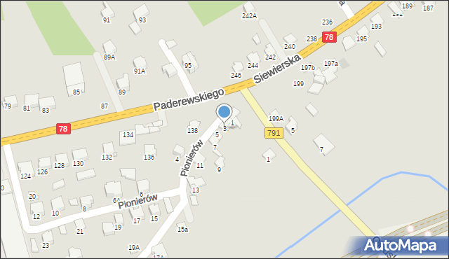 Zawiercie, Pionierów, 3, mapa Zawiercie