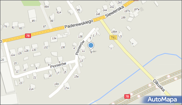 Zawiercie, Pionierów, 9, mapa Zawiercie