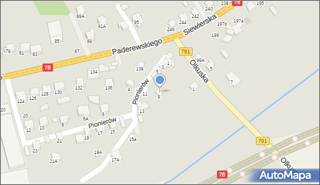 Zawiercie, Pionierów, 9a, mapa Zawiercie