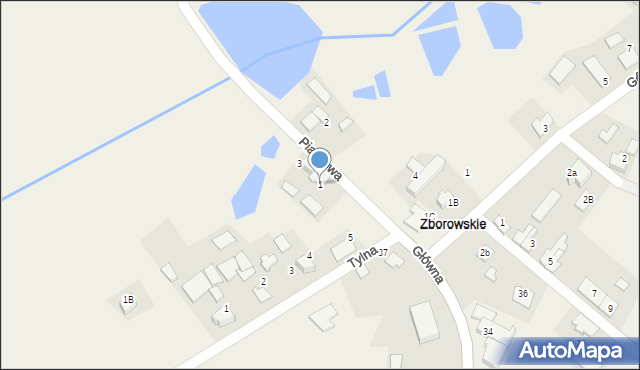 Zborowskie, Piaskowa, 1, mapa Zborowskie
