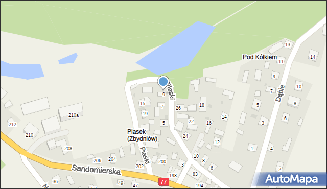 Zbydniów, Piaski, 9, mapa Zbydniów