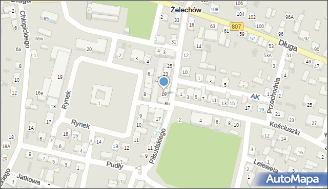 Żelechów, Piłsudskiego Józefa, marsz., 19, mapa Żelechów
