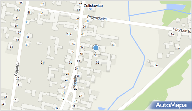 Żelisławice, Piastów, 54, mapa Żelisławice