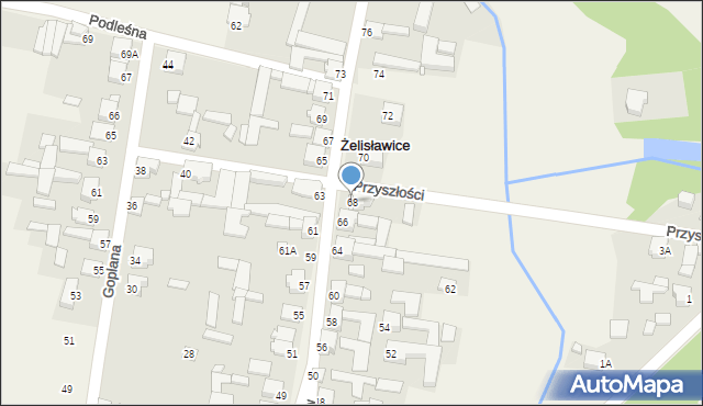 Żelisławice, Piastów, 68, mapa Żelisławice