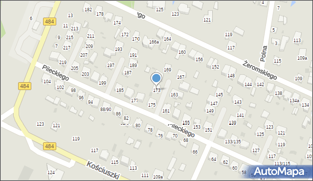 Zelów, Pileckiego Witolda, płk., 173, mapa Zelów