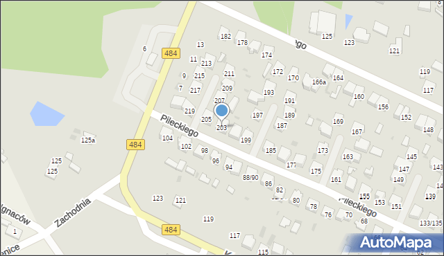 Zelów, Pileckiego Witolda, płk., 203, mapa Zelów