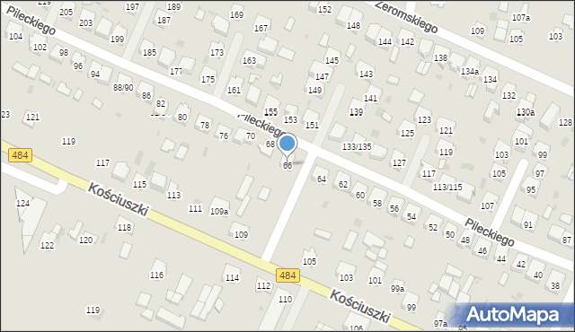 Zelów, Pileckiego Witolda, płk., 66, mapa Zelów