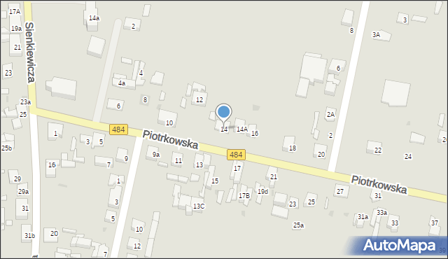Zelów, Piotrkowska, 14, mapa Zelów