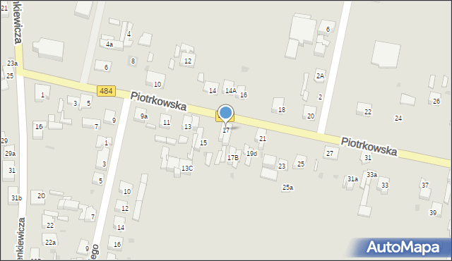 Zelów, Piotrkowska, 17, mapa Zelów