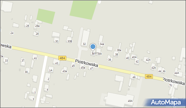 Zelów, Piotrkowska, 34, mapa Zelów