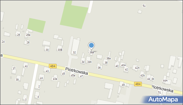 Zelów, Piotrkowska, 34a, mapa Zelów