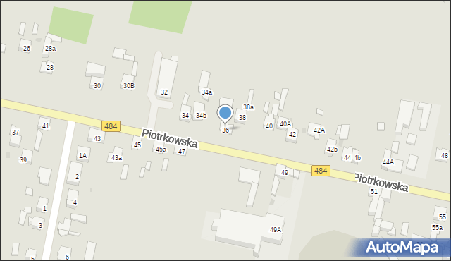 Zelów, Piotrkowska, 36, mapa Zelów
