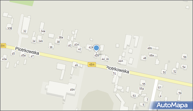 Zelów, Piotrkowska, 42b, mapa Zelów