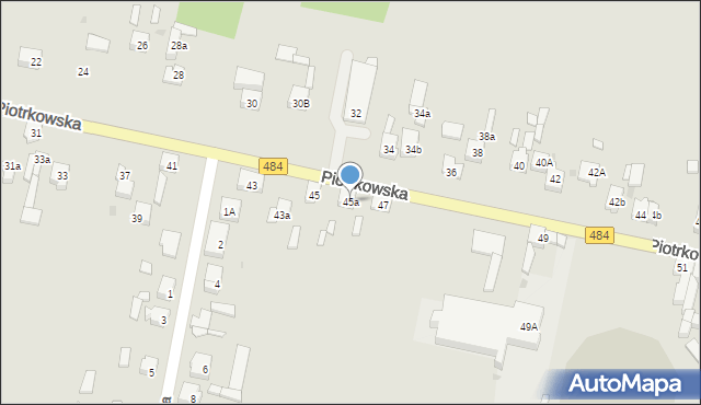 Zelów, Piotrkowska, 45a, mapa Zelów