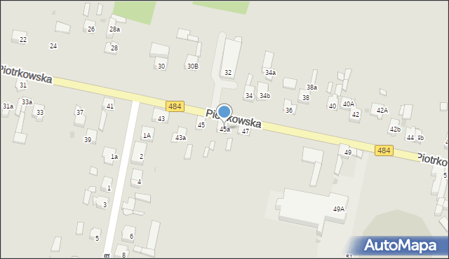 Zelów, Piotrkowska, 45a, mapa Zelów