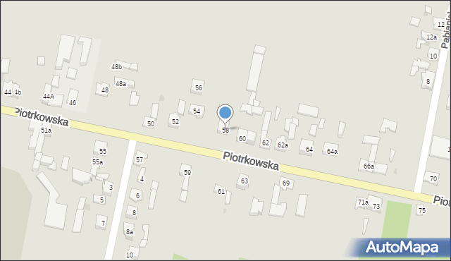 Zelów, Piotrkowska, 58, mapa Zelów