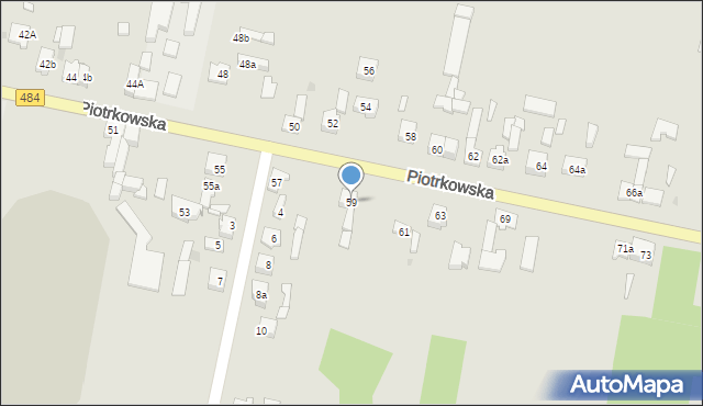 Zelów, Piotrkowska, 59, mapa Zelów