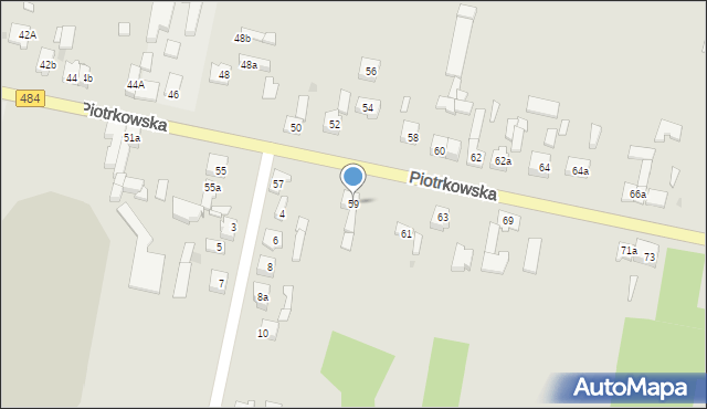 Zelów, Piotrkowska, 59, mapa Zelów