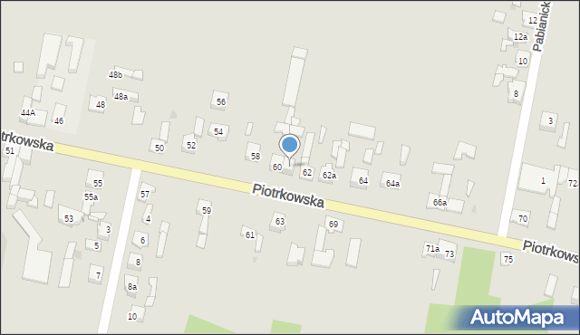 Zelów, Piotrkowska, 60a, mapa Zelów