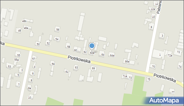 Zelów, Piotrkowska, 62a, mapa Zelów