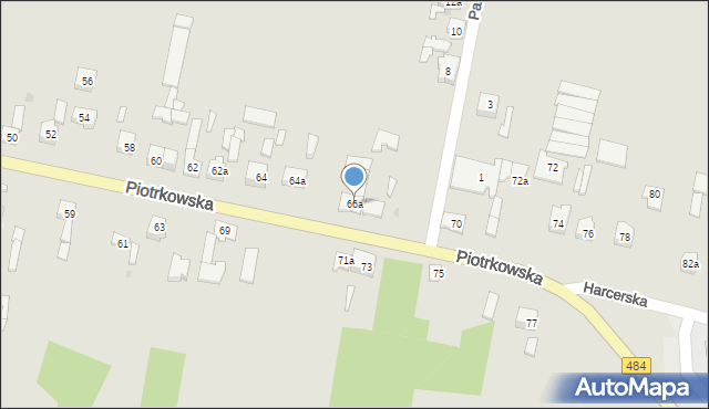 Zelów, Piotrkowska, 66a, mapa Zelów