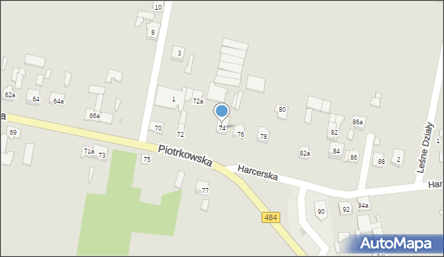 Zelów, Piotrkowska, 74, mapa Zelów