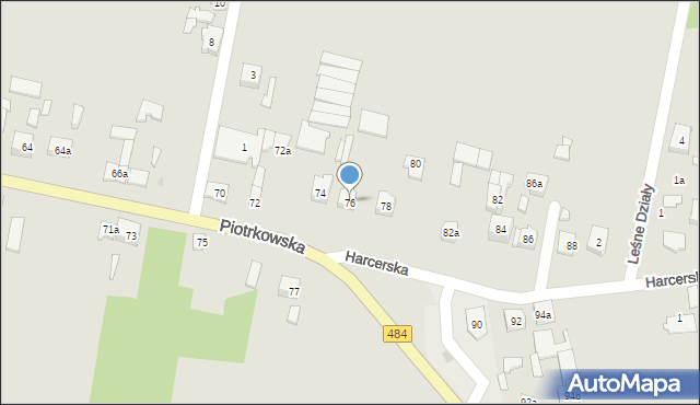 Zelów, Piotrkowska, 76, mapa Zelów