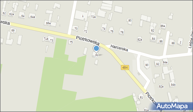 Zelów, Piotrkowska, 77, mapa Zelów