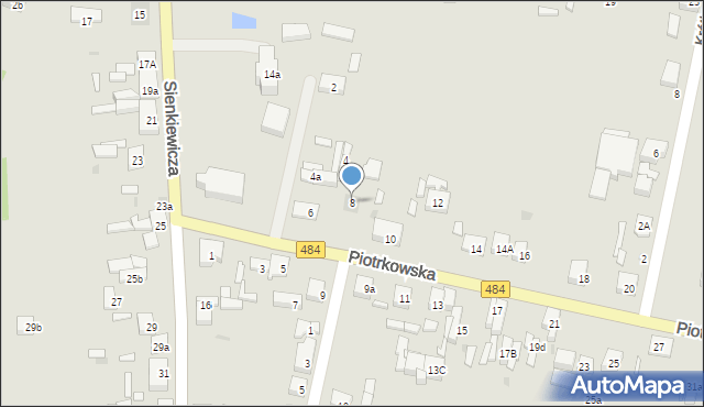 Zelów, Piotrkowska, 8, mapa Zelów