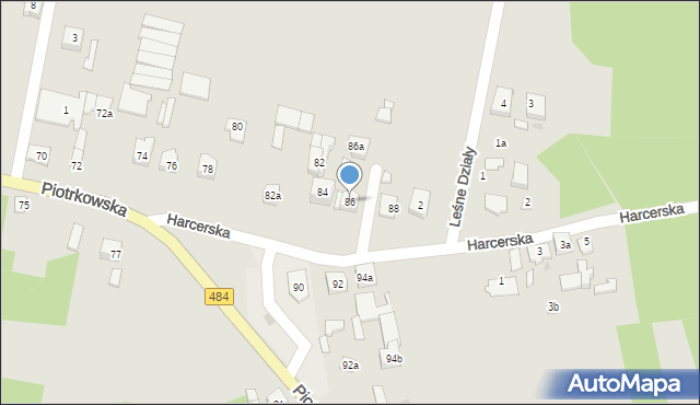 Zelów, Piotrkowska, 86, mapa Zelów