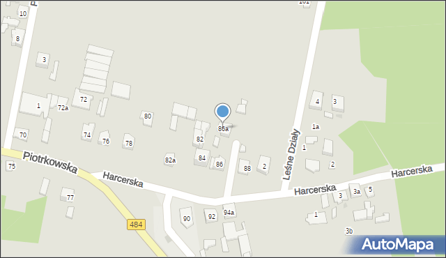 Zelów, Piotrkowska, 86a, mapa Zelów