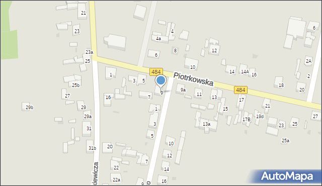 Zelów, Piotrkowska, 9, mapa Zelów