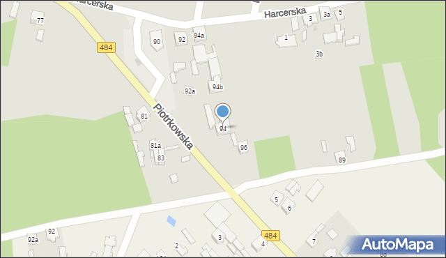 Zelów, Piotrkowska, 94, mapa Zelów