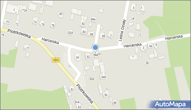 Zelów, Piotrkowska, 94a, mapa Zelów