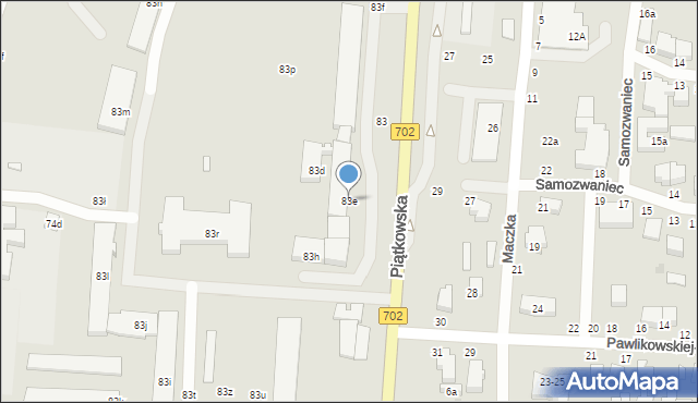 Zgierz, Piątkowska, 83e, mapa Zgierz