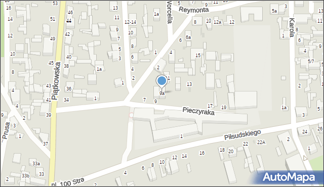 Zgierz, Pieczyraka Stanisława, 9a, mapa Zgierz