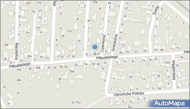 Zgierz, Piłsudskiego Józefa, marsz., 55, mapa Zgierz