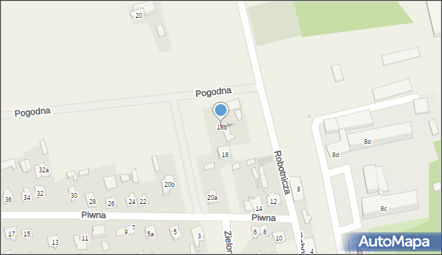 Zielona, Piwna, 18b, mapa Zielona