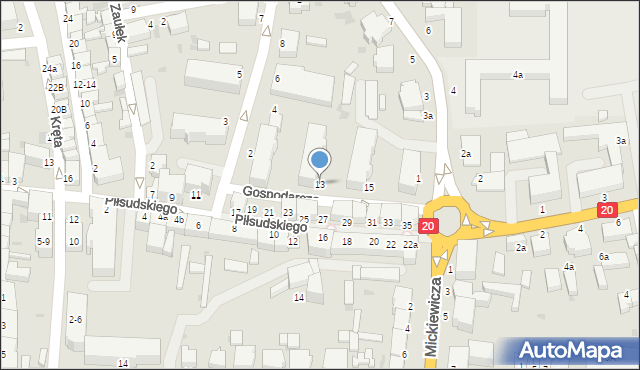 Złocieniec, Piłsudskiego Józefa, marsz., 13, mapa Złocieniec