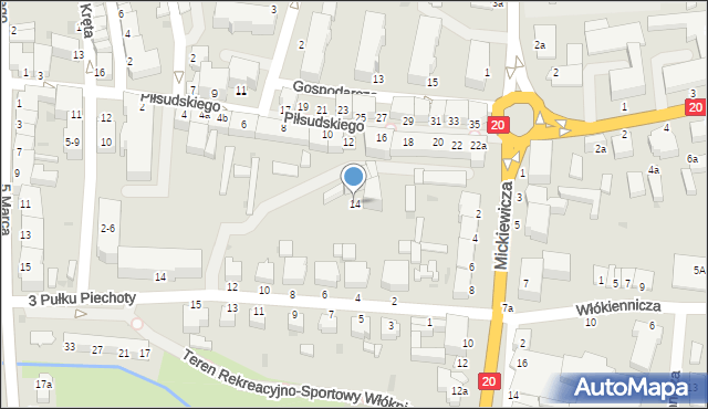 Złocieniec, Piłsudskiego Józefa, marsz., 14, mapa Złocieniec